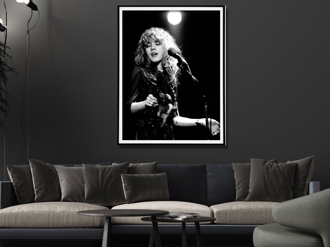 Wall Art Young Stevie Nicks in Concert Poster 60x90CM Black Frame Canvas