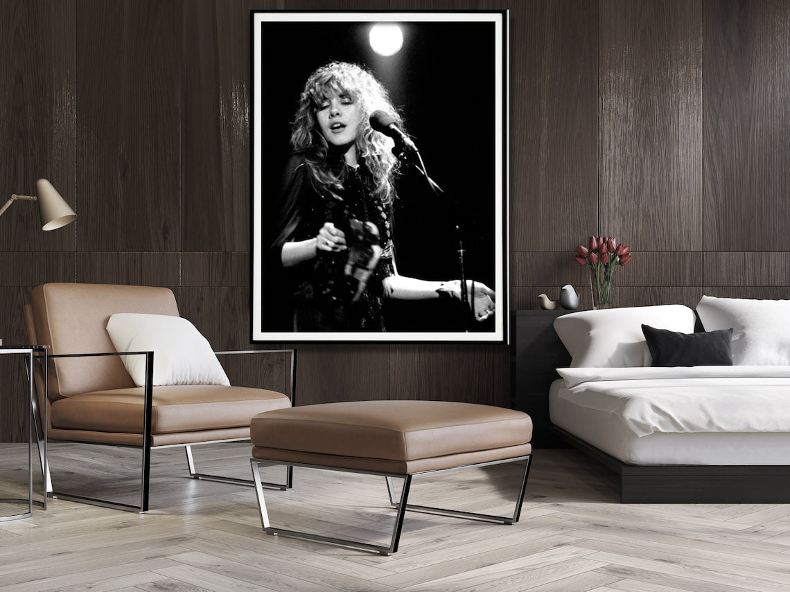 Wall Art Young Stevie Nicks in Concert Poster 60x90CM Black Frame Canvas