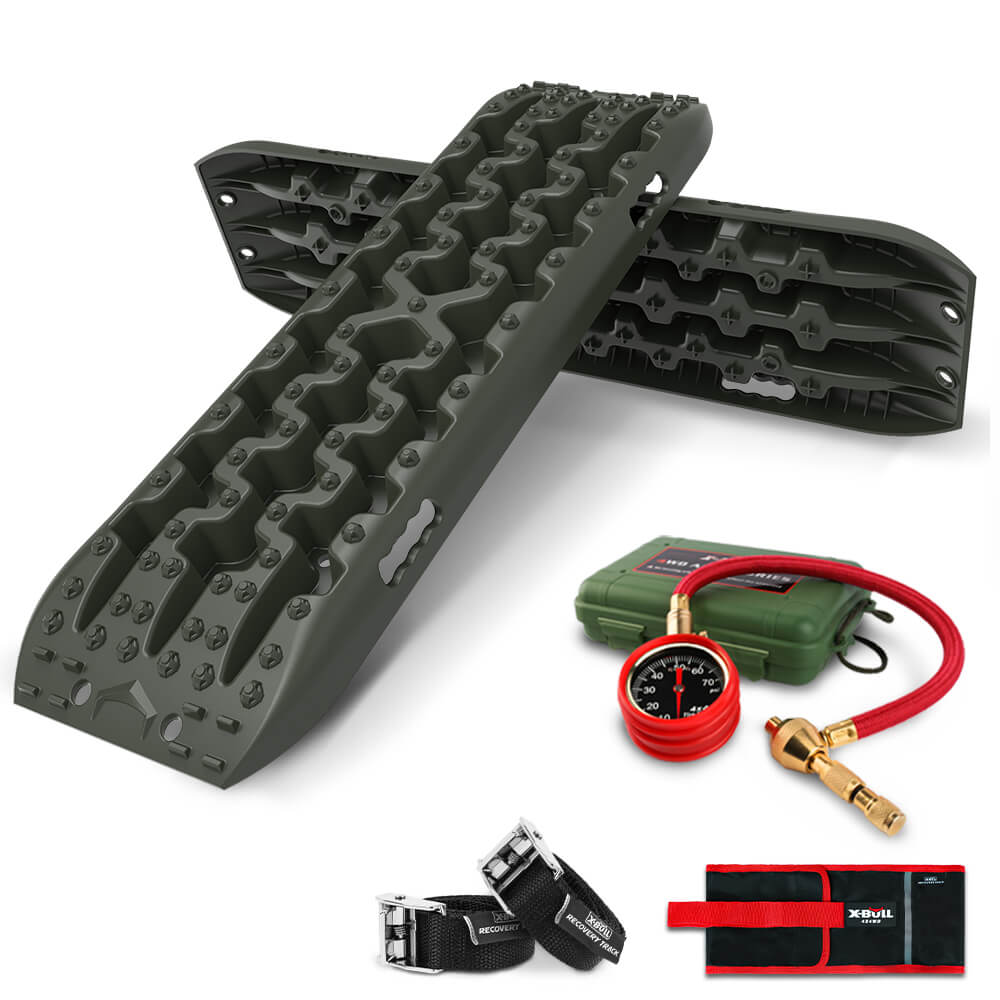 X-BULL 4x4 Recovery Tracks Boards Sand Truck Mud 4WD Gen3.0 Green/ Tyre Tire Deflator