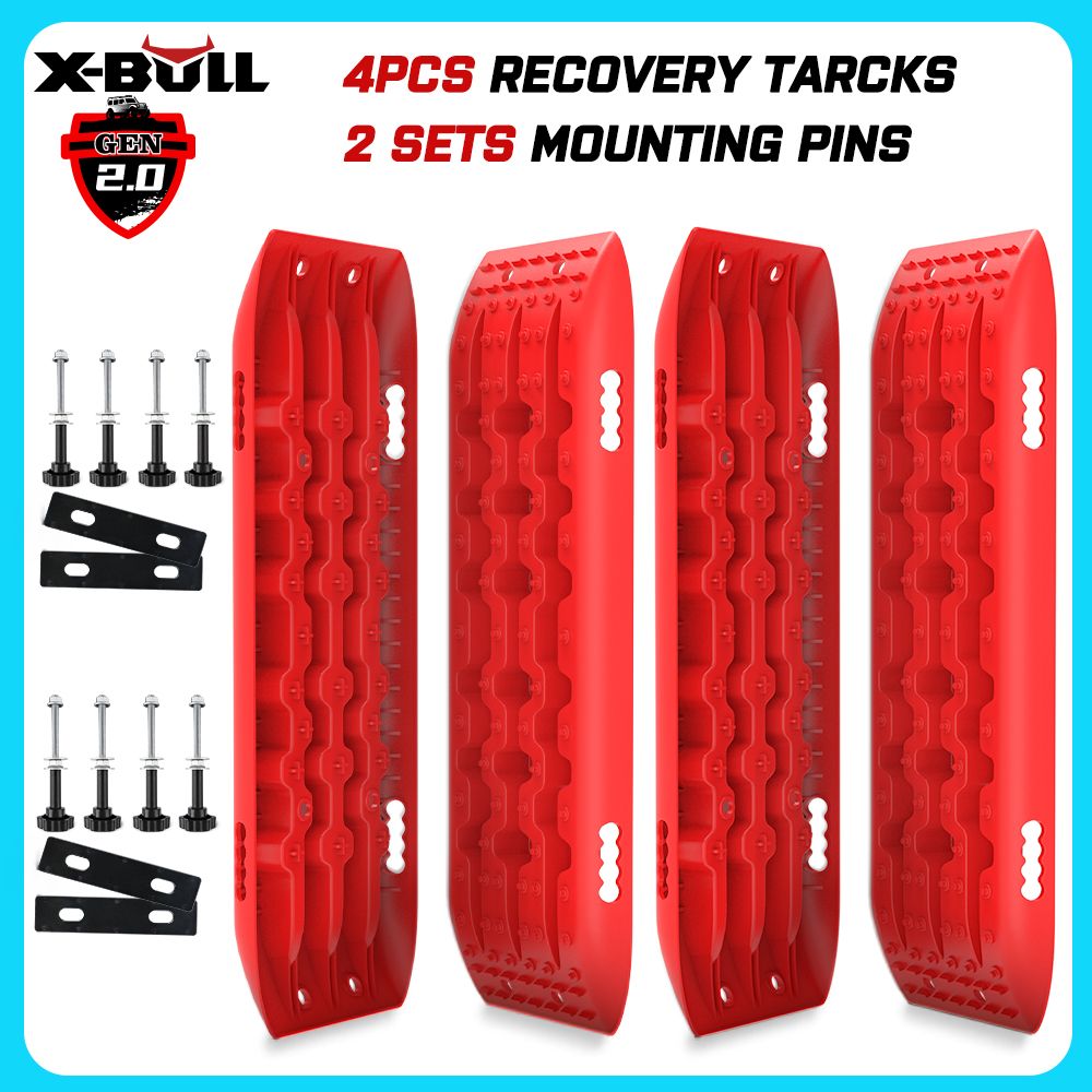 Recovery Tracks 10T 2 Pairs Sand Mud Mounting Bolts Pins Gen 2.0 Red