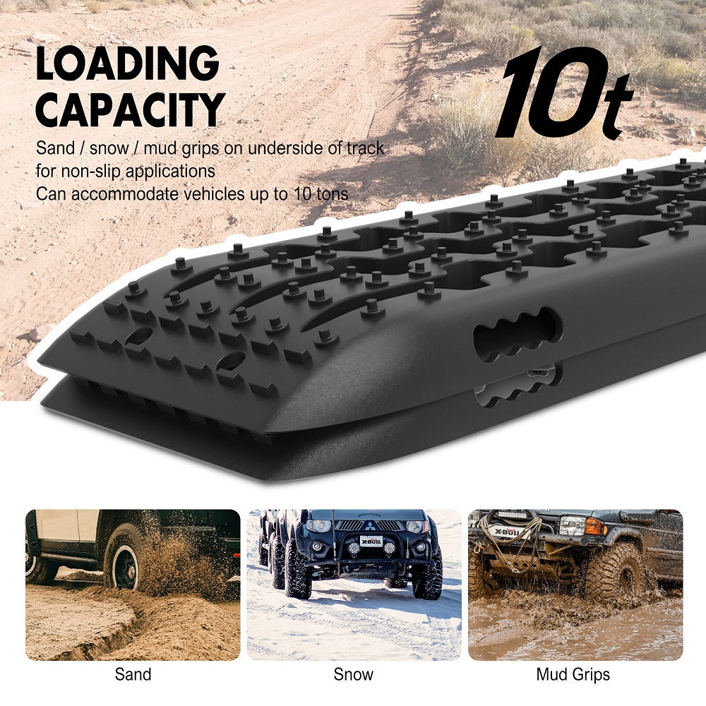 Recovery tracks Boards 10T 2 Pairs/ Sand / Mud / Snow Mounting Bolts Pins Gen 2.0 -Black