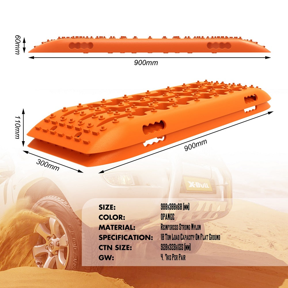 4WD Recovery tracks 10T 2 Pairs/ Sand tracks/ Mud tracks/  Mounting Bolts Pins Gen 2.0 -Orange