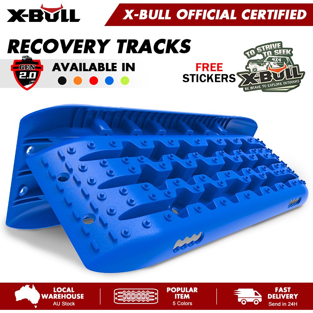 Recovery Track Board Traction Sand Trucks Strap Mounting 4x4 Sand Snow Car - Blue KIT1