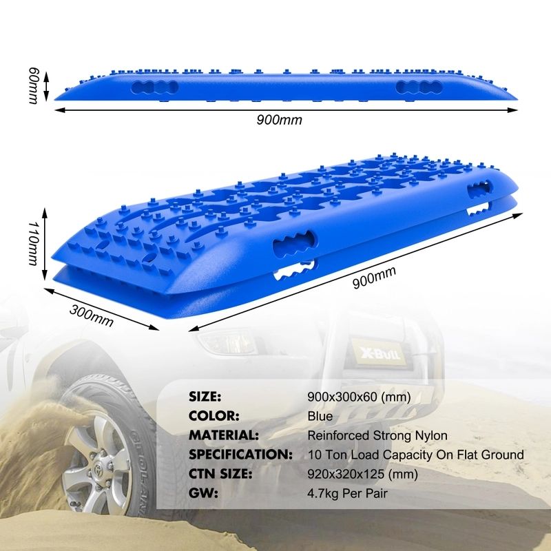 Recovery Track Board Traction Sand Trucks Strap Mounting 4x4 Sand Snow Car - Blue KIT1