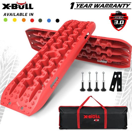 Recovery Tracks 2PCS Snow Mud 4WD with 4PC Mounting Bolts - Red