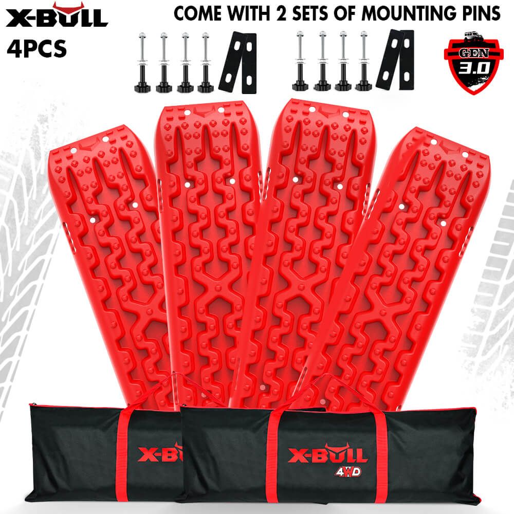 Recovery Tracks Boards 10T 2 Pairs Sand Mud Snow with Mounting Bolts and Pins - Red