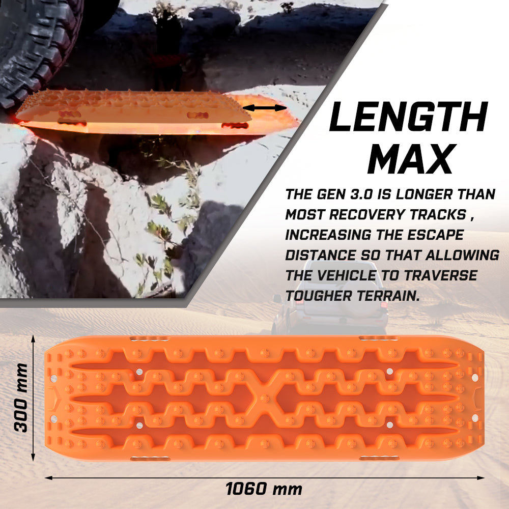 Recovery tracks Boards 10T 2 Pairs Sand Mud Snow With Mounting Bolts pins Orange