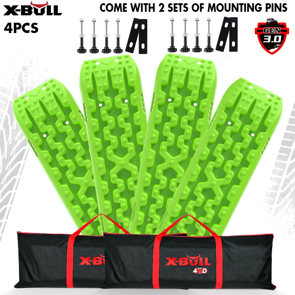 Recovery Tracks Boards 10T 2 Pairs for Sand Mud Snow with Mounting Bolts and Pins - Green