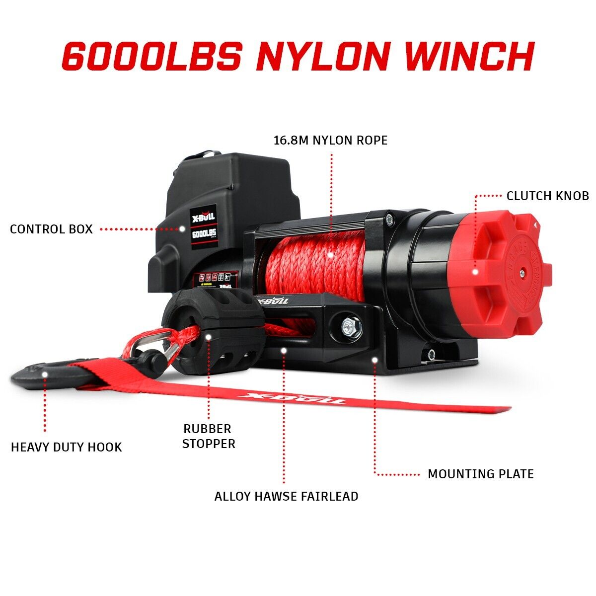 Winch 6000LBS 12V BOAT Synthetic Rope Wireless Remote 4WD ATV UTV