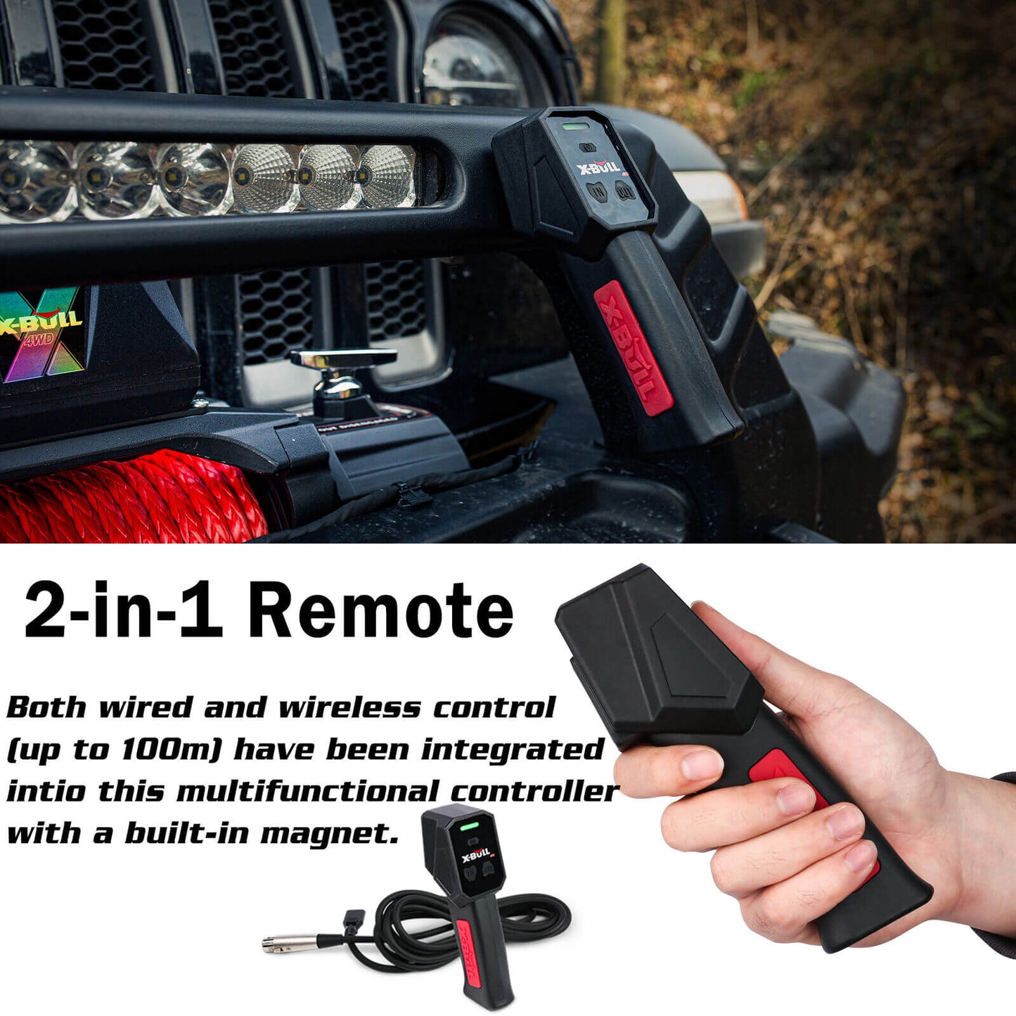 12V Winch 14500LBS synthetic rope with 4PCS Recovery Tracks Gen3.0 Black