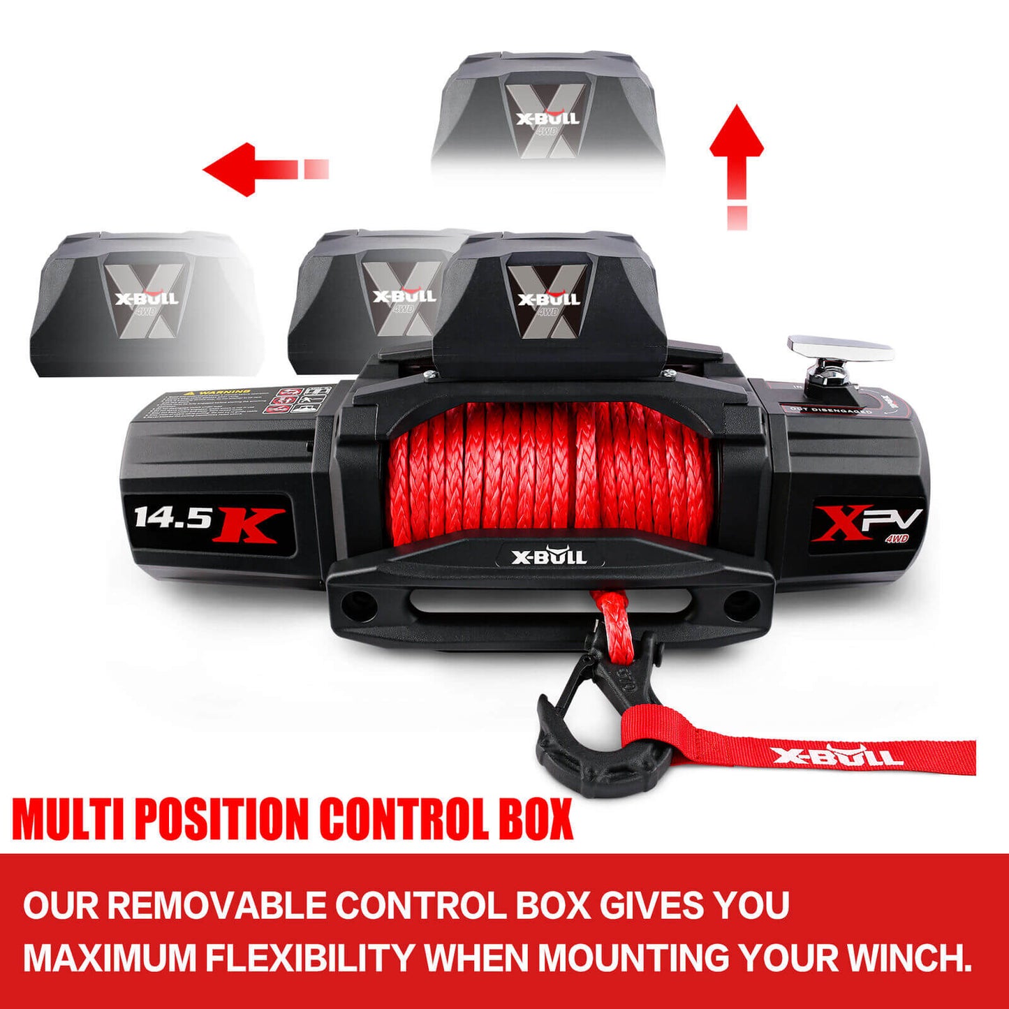 14500LBS Winch 12V synthetic rope with Recovery Tracks Gen3.0 Black