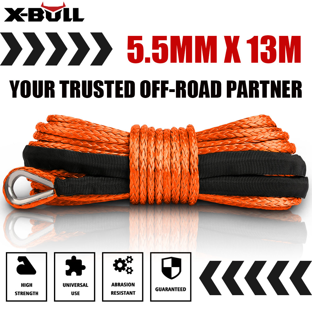 12V Winch 4500LB Boat Trailer Steel Cable with 5.5M X 13M Synthetic Rope - Orange