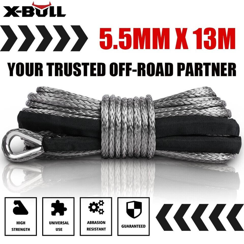 4500LB Winch 12V Winch Boat Trailer ATV Steel Cable With 5.5MX13M Synthetic Rope Grey