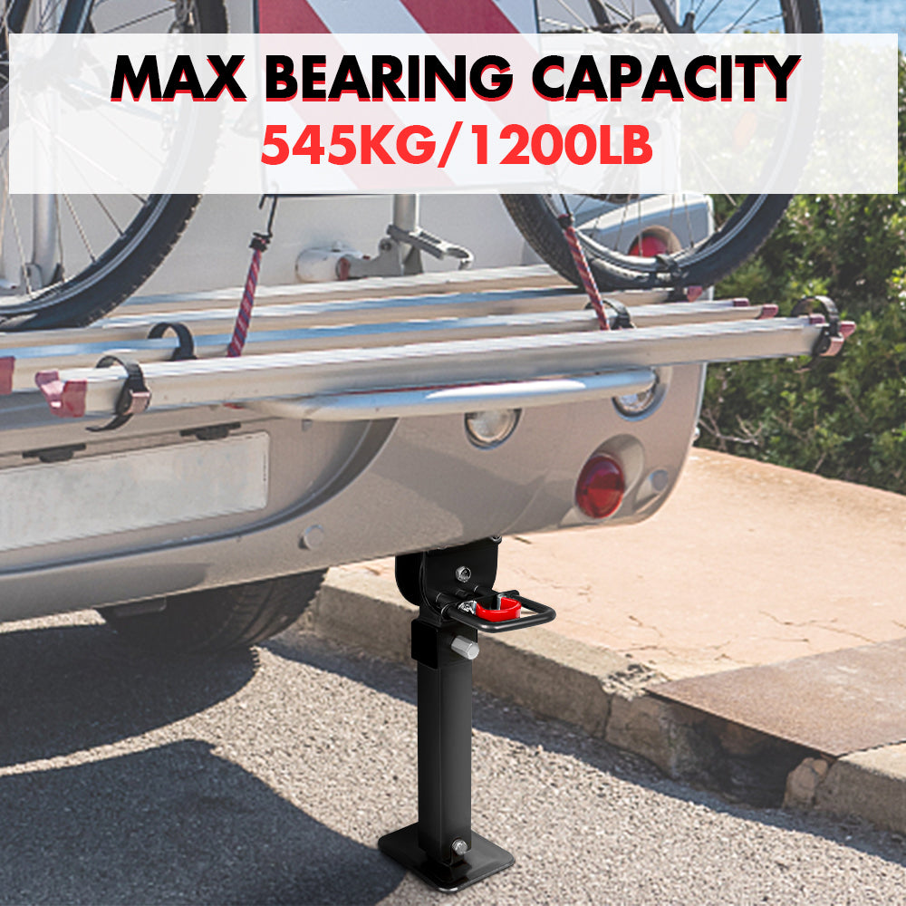 X-BULL 4x 440mm Drop Down Corner Legs W/Handle Steel Base Caravan Stabilizer Black