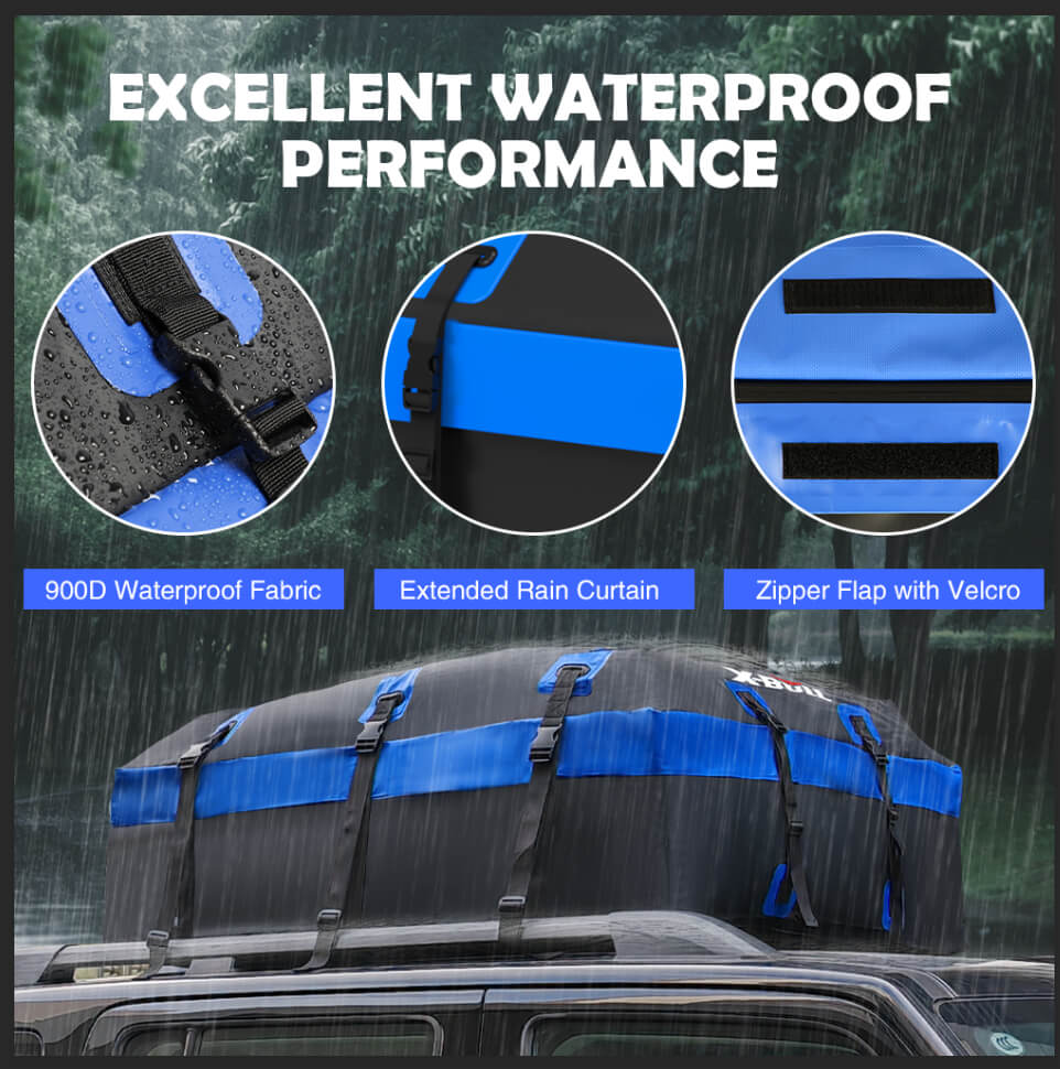 Car Roof Cargo Bag Rooftop Cargo Carrier 100% Waterproof Top Luggage Bag for All Vehicles