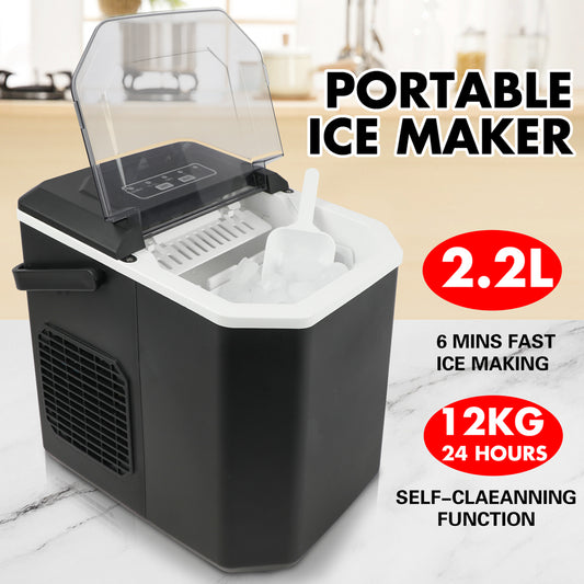 Ice Maker Machine 2.2L Portable Ice Cube Tray Bar Countertop Party Commercial