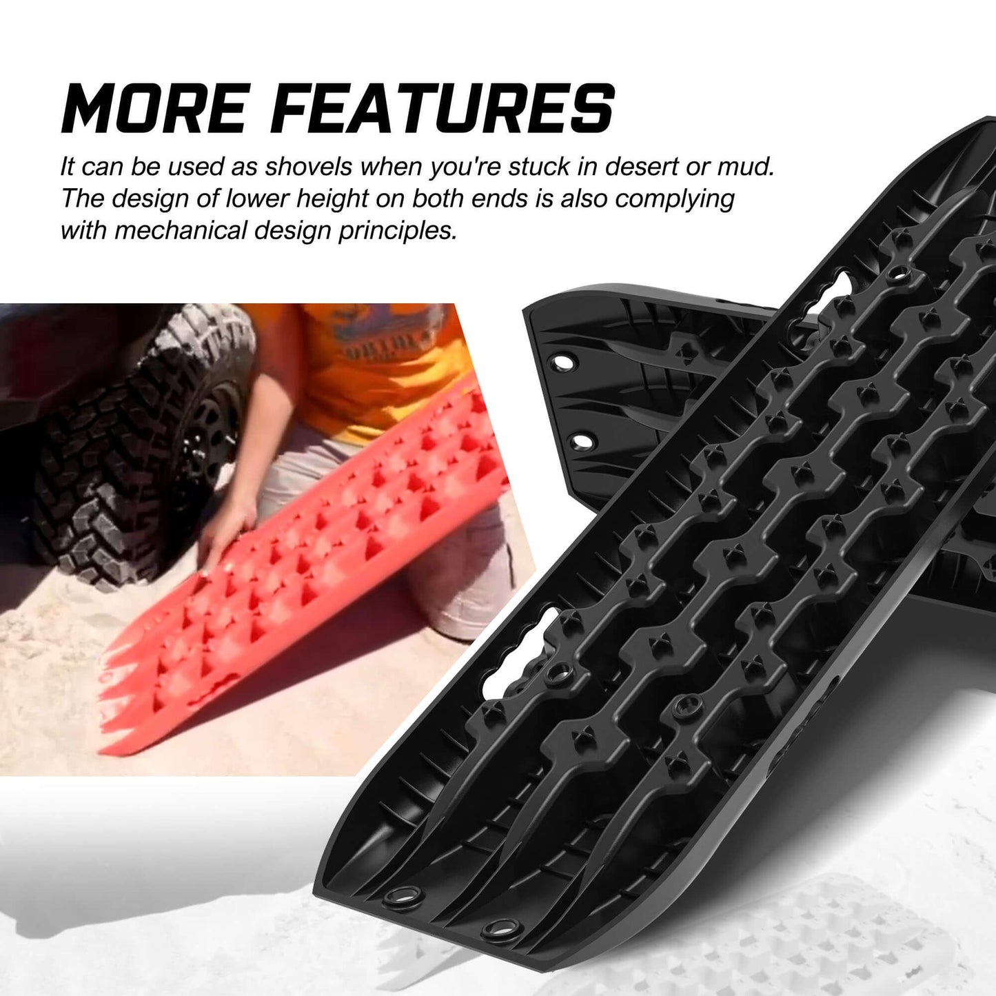 Recovery Tracks Sand Tracks Kit, Carry Bag, Mounting Pin, Sand/Snow/Mud, 10T 4WD, Black, Gen3.0
