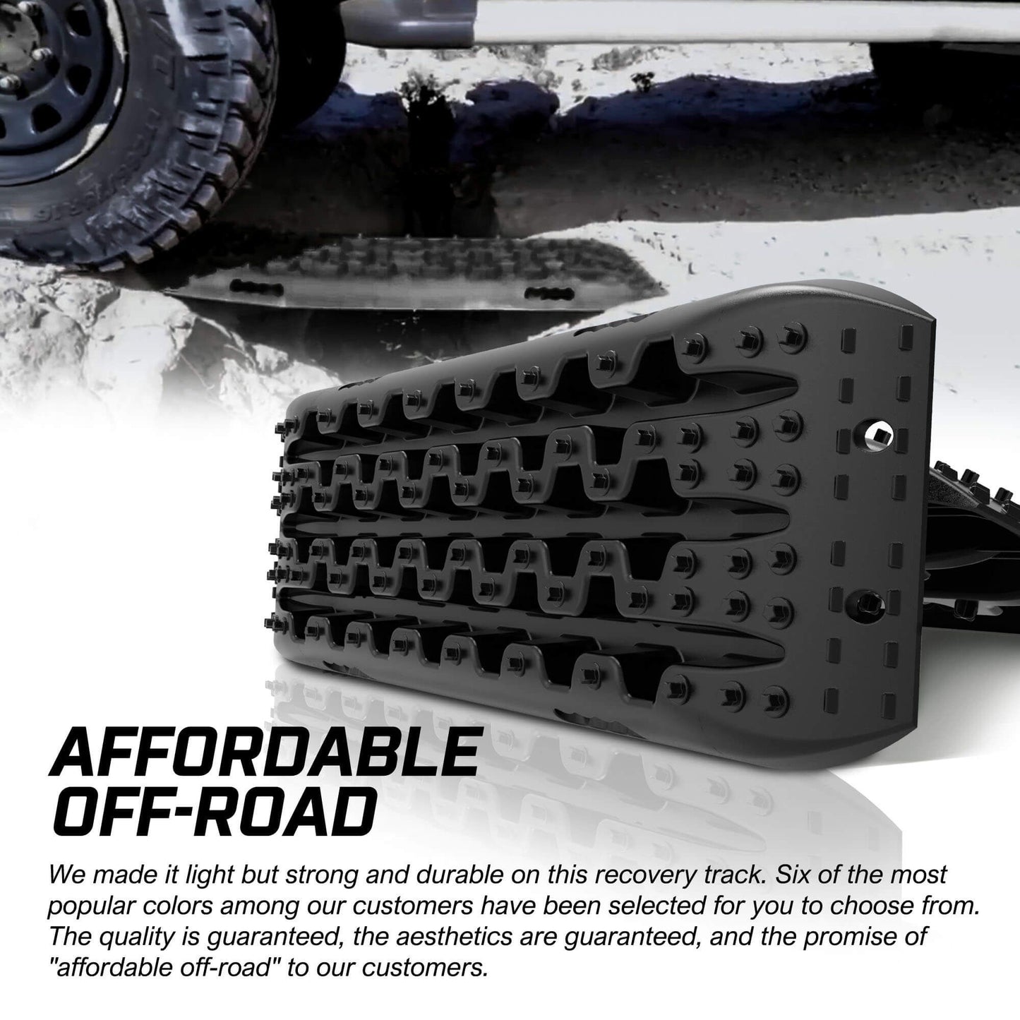 Recovery Tracks Sand Tracks Kit, Carry Bag, Mounting Pin, Sand/Snow/Mud, 10T 4WD, Black, Gen3.0