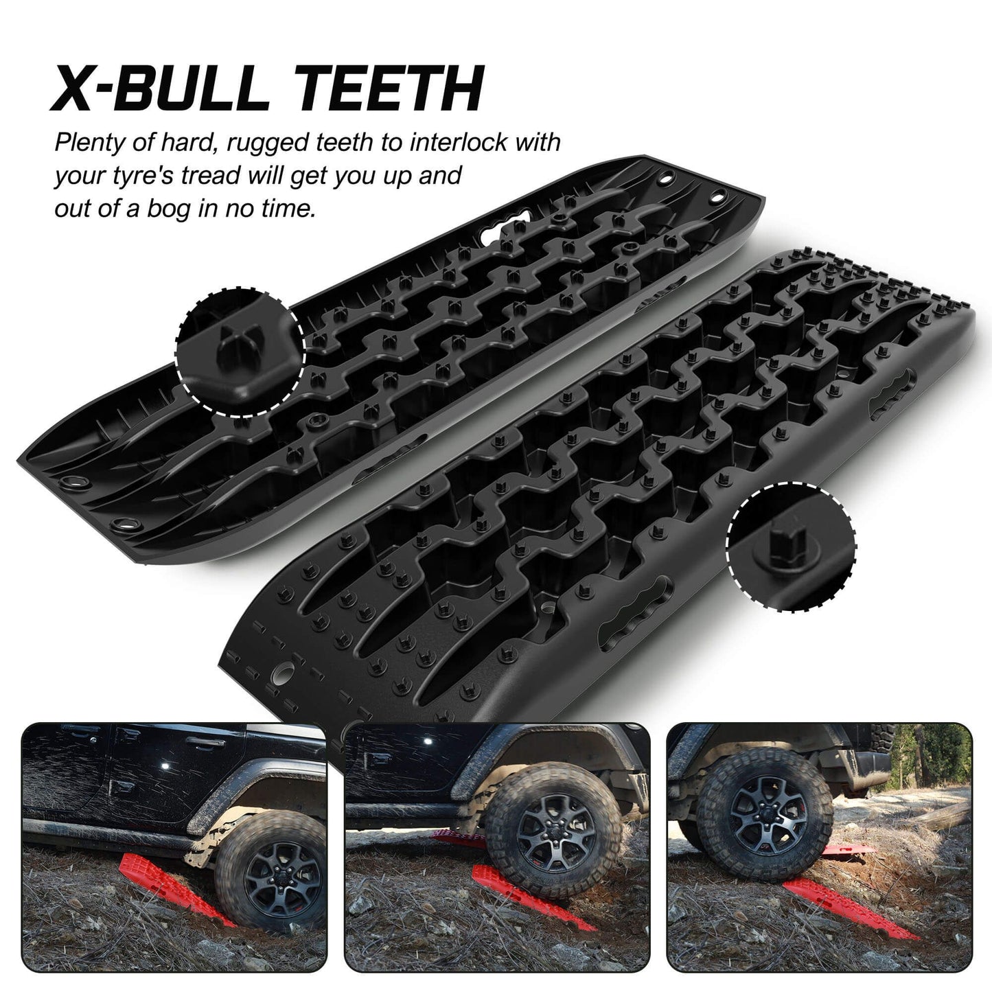 Recovery Tracks Sand Tracks Kit, Carry Bag, Mounting Pin, Sand/Snow/Mud, 10T 4WD, Black, Gen3.0