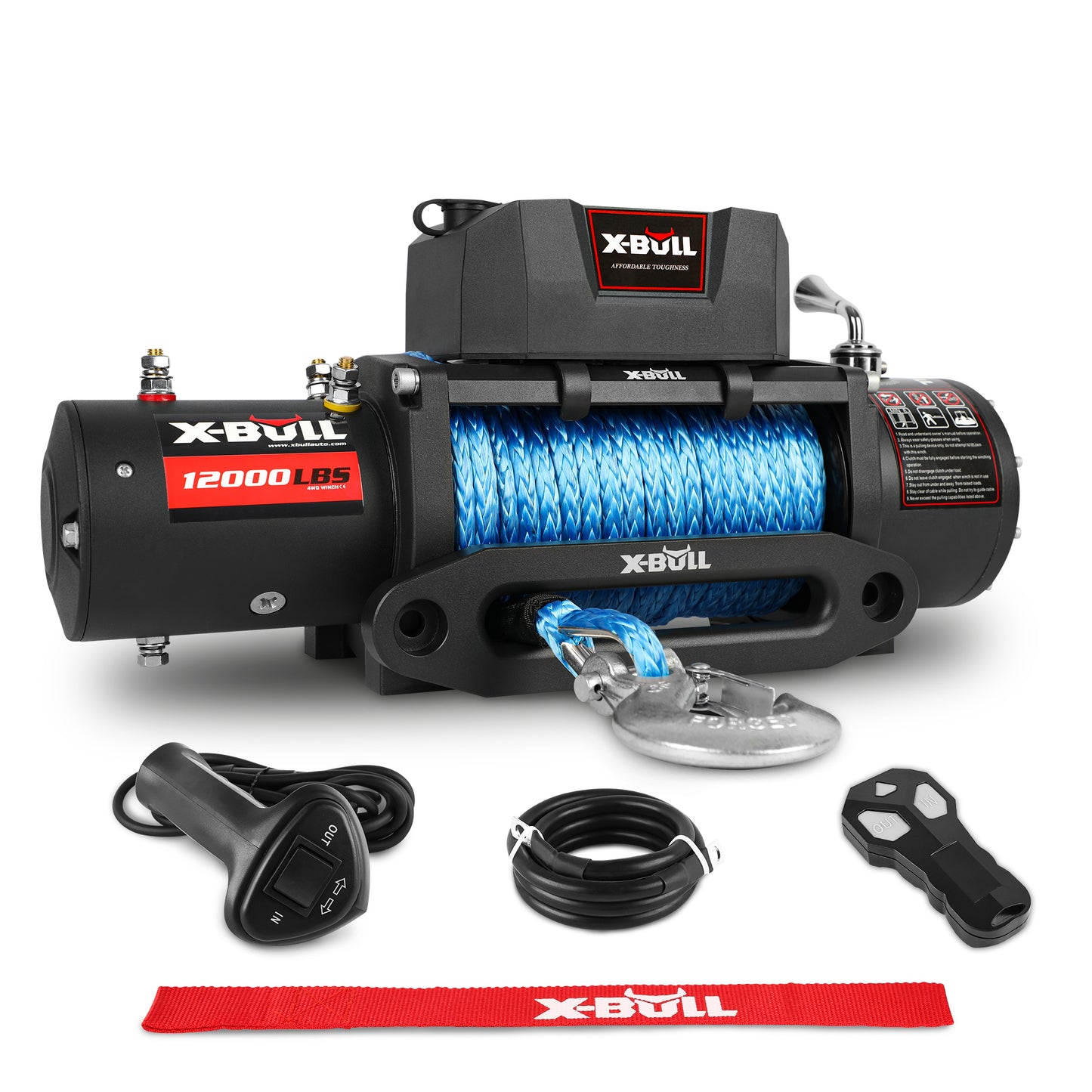 X-BULL Electric Winch 12V 12000LBS/5454kg 26M Synthetic Rope Wireless Remote 4WD 4X4