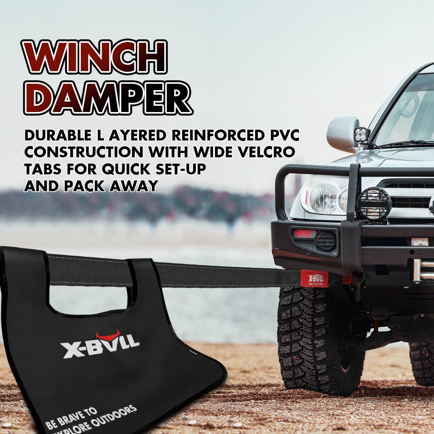 4WD Recovery Kit Kinetic Recovery Rope With 4WD Winch 12000LBS Electric Winch 12V 4X4 Offroad