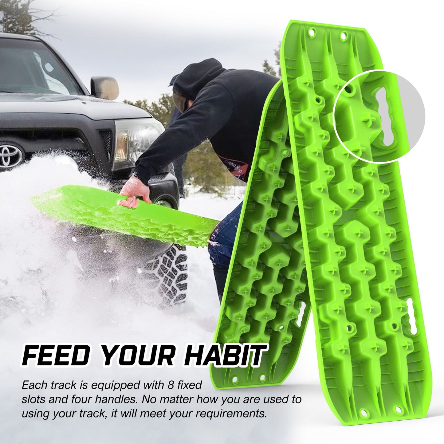 Recovery Tracks Sand Tracks 2PCS Sand/Snow/Mud 10T 4WD Gen 3.0 - Green