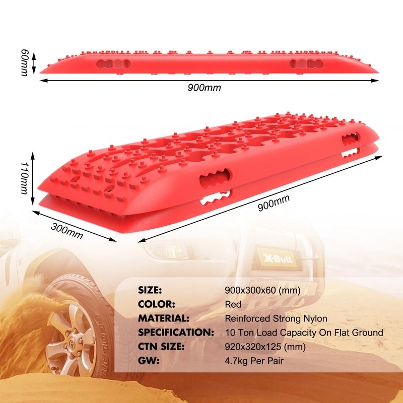 Recovery Tracks 10T Sand Mud Snow 2 Pairs Offroad 4WD 4x4 2PC 91cm Gen 2.0 - Red