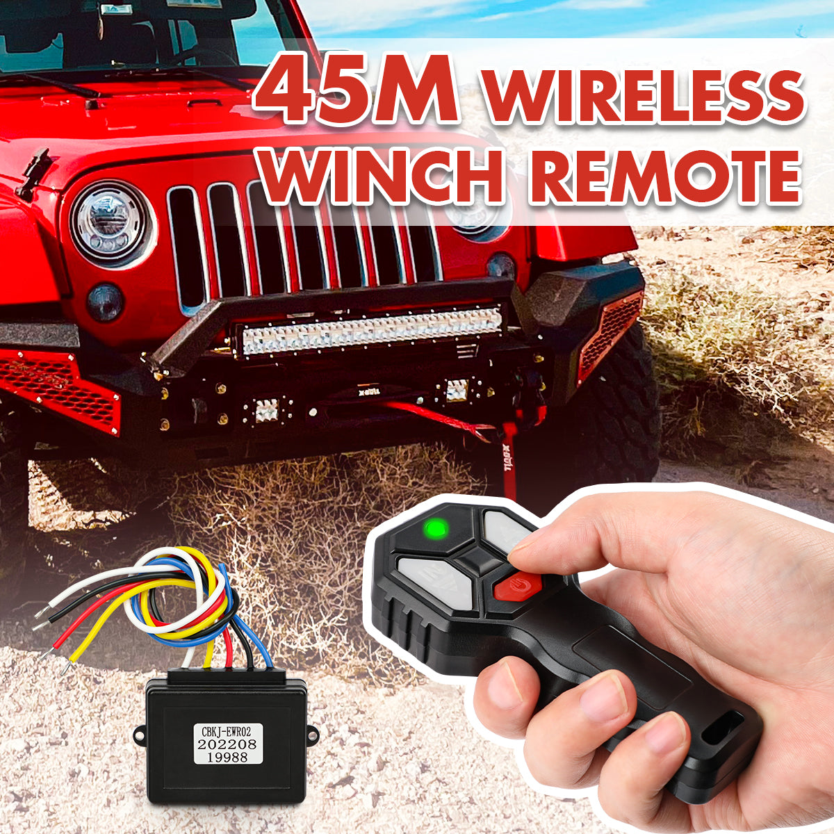 2x Wireless Winch Remote Control 12 Volt Handset Switch 150ft 4WD