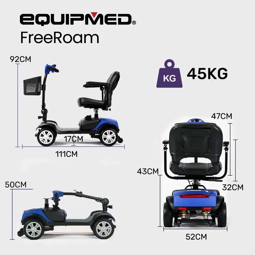 Mobility Scooter Motorized 4 Wheel Power Portable Folding - EQUIPMED