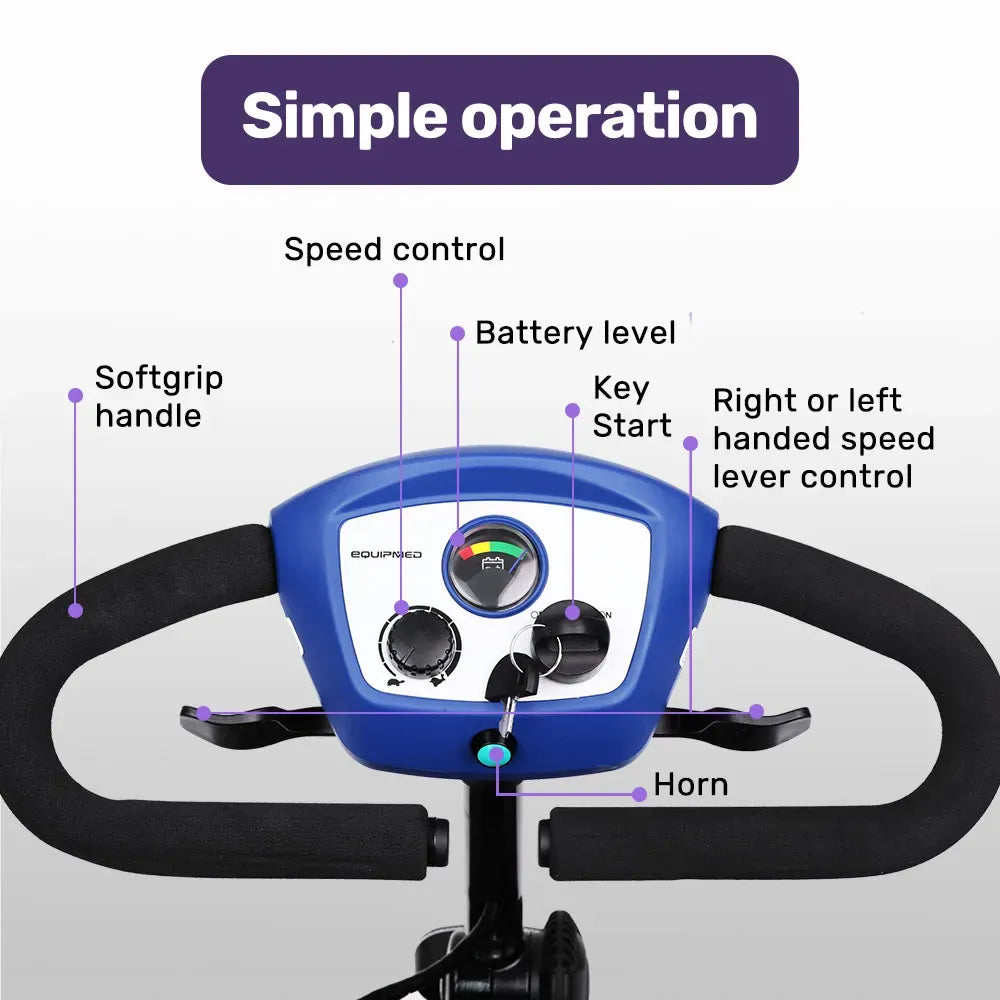 Mobility Scooter Motorized 4 Wheel Power Portable Folding - EQUIPMED