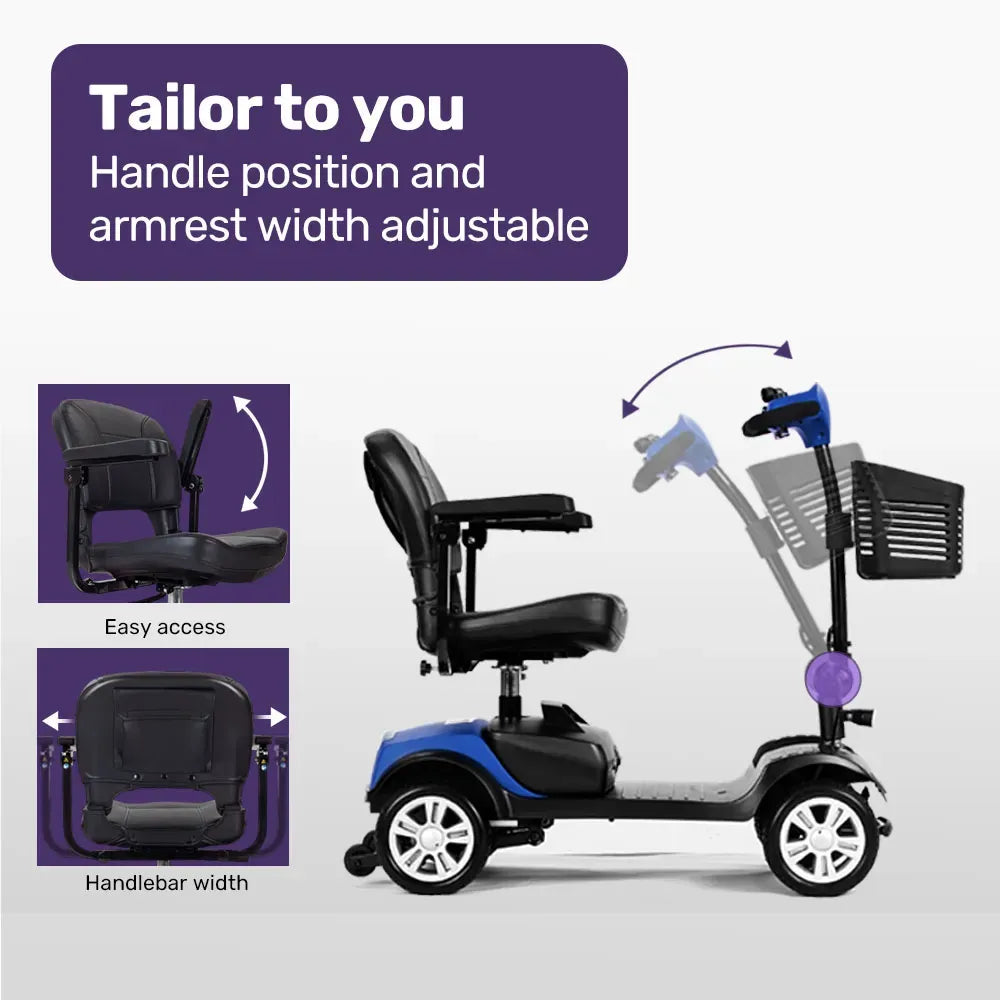 Mobility Scooter Motorized 4 Wheel Power Portable Folding - EQUIPMED