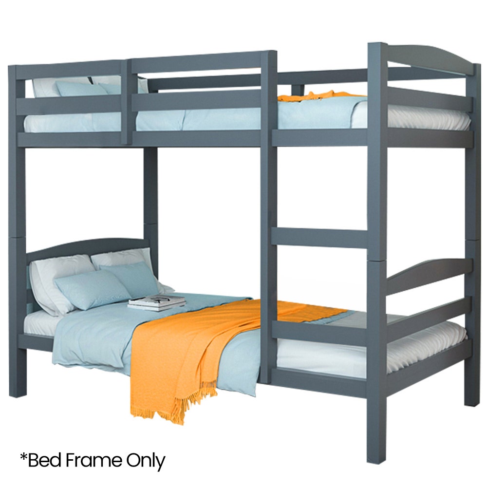 KINGSTON SLUMBER Single Bunk Bed Frame, Solid Pine 2-in-1 Modular Design, Converts to 2 Single Beds, For Kids, Grey