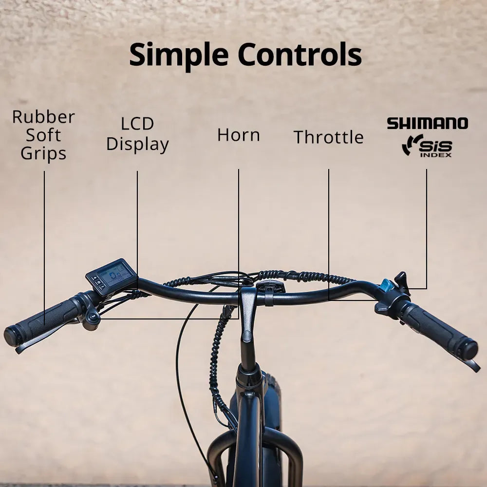 VALK Electric Fat Tyre Cruiser Bike, eBike with Throttle, Matte Black