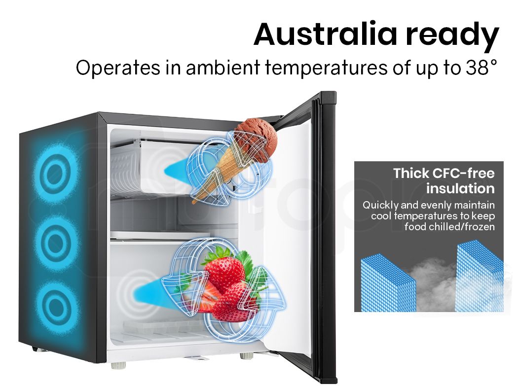 GECKO 57L Portable Camping Bar Fridge with Freezer 12V/24V, Black