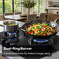 EUROCHEF 60cm 3 Burner Gas Cooktop, with Wok Burner, Tempered Glass, Natural Gas & LPG, Black