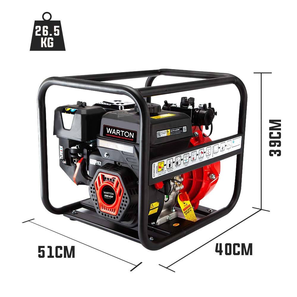 WARTON Petrol Water Pump 8HP Fire Fighting High Pressure Transfer Irrigation 4-Stroke