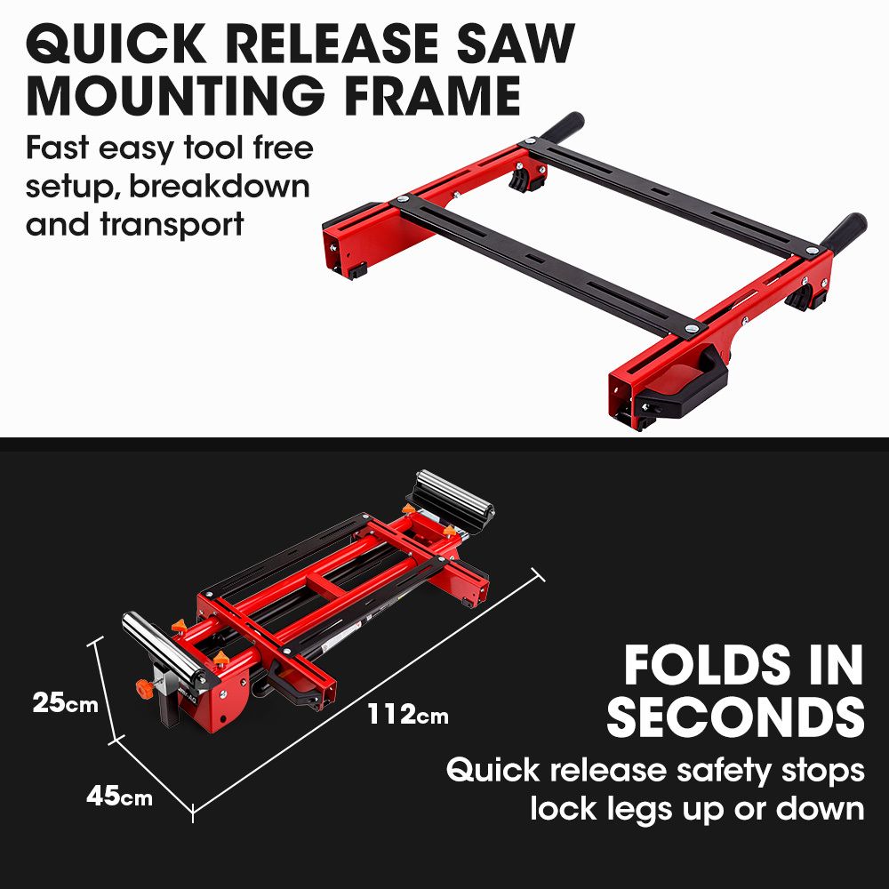 BAUMR-AG 305mm Dual Bevel Sliding Compound Mitre Drop Saw and Adjustable Stand Combo