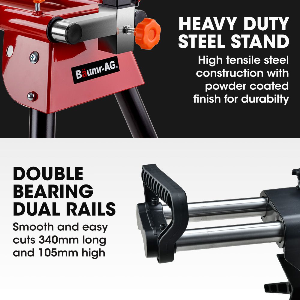 BAUMR-AG 305mm Dual Bevel Sliding Compound Mitre Drop Saw and Adjustable Stand Combo