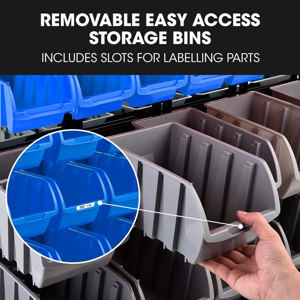 BAUMR-AG 94 Parts Bin Rack Storage System Mobile Double-Sided - Blue