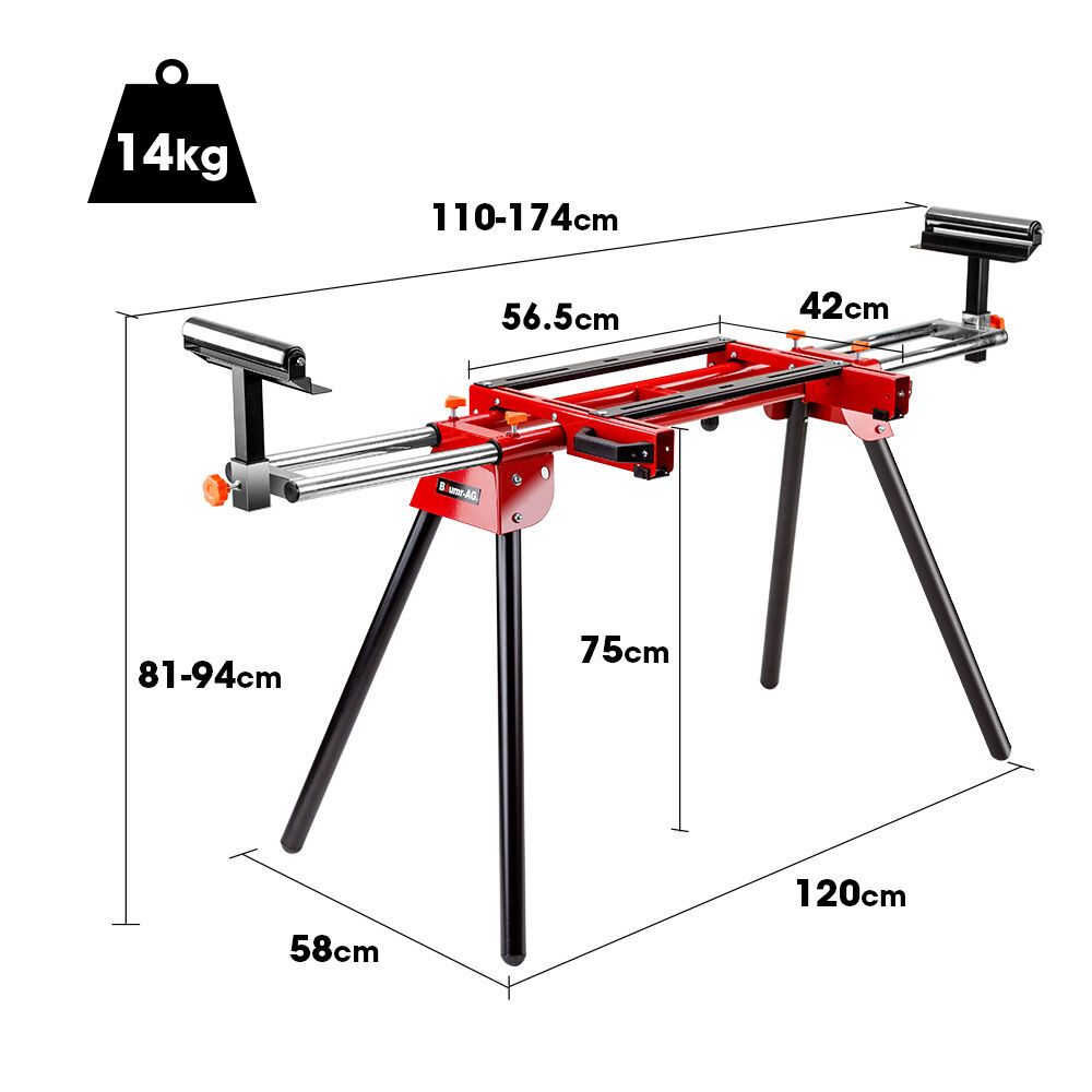 Mitre Saw Stand Universal Adjustable Portable Drop Saw Bench Table BAUMR-AG