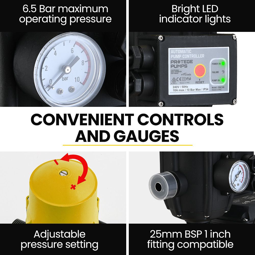 Protege Multi-stage Water Hi-pressure Pump with Auto-controller Home Garden Irrigation 6-Stage