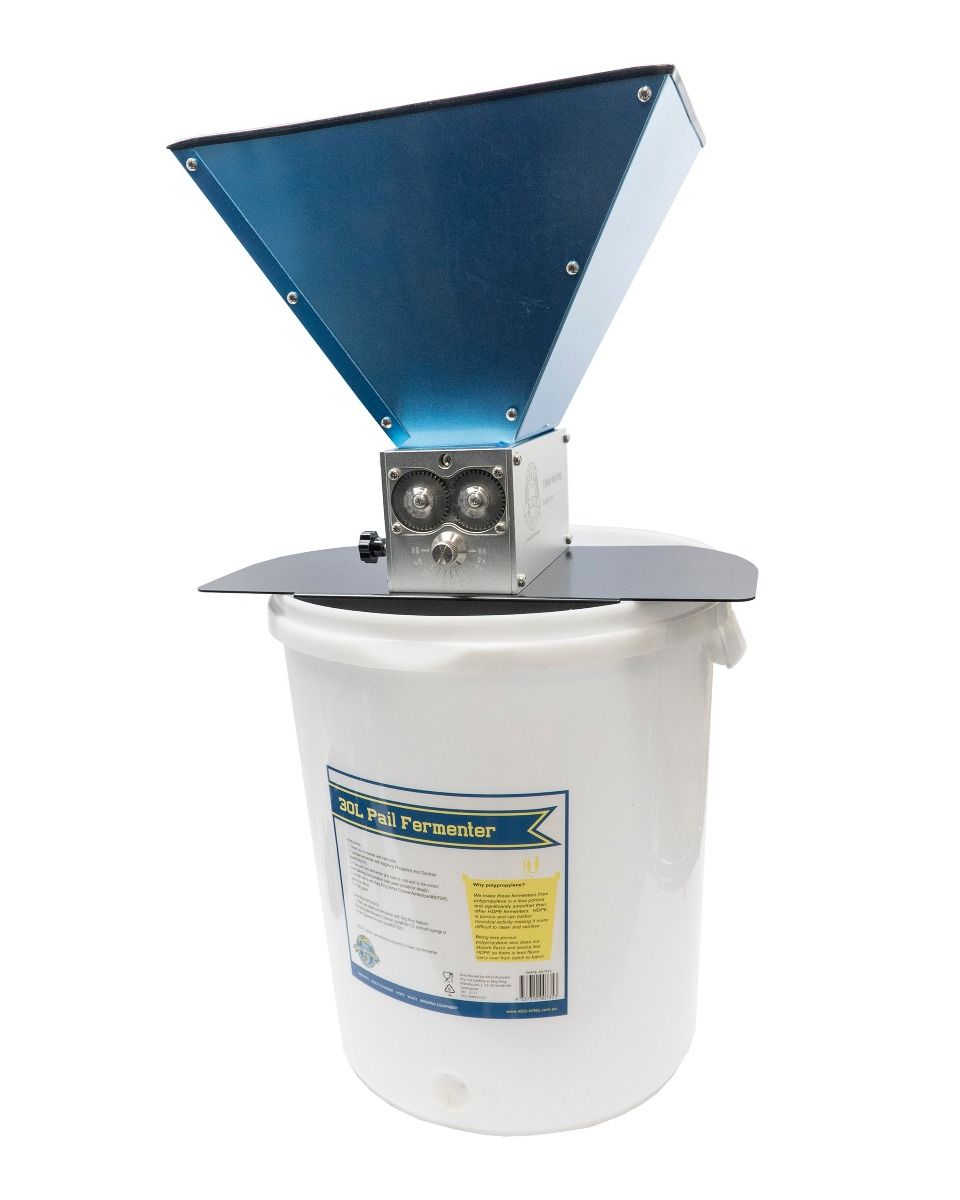 Malt King Geared Grain Mill 3 Roller with Steel Mounting Board