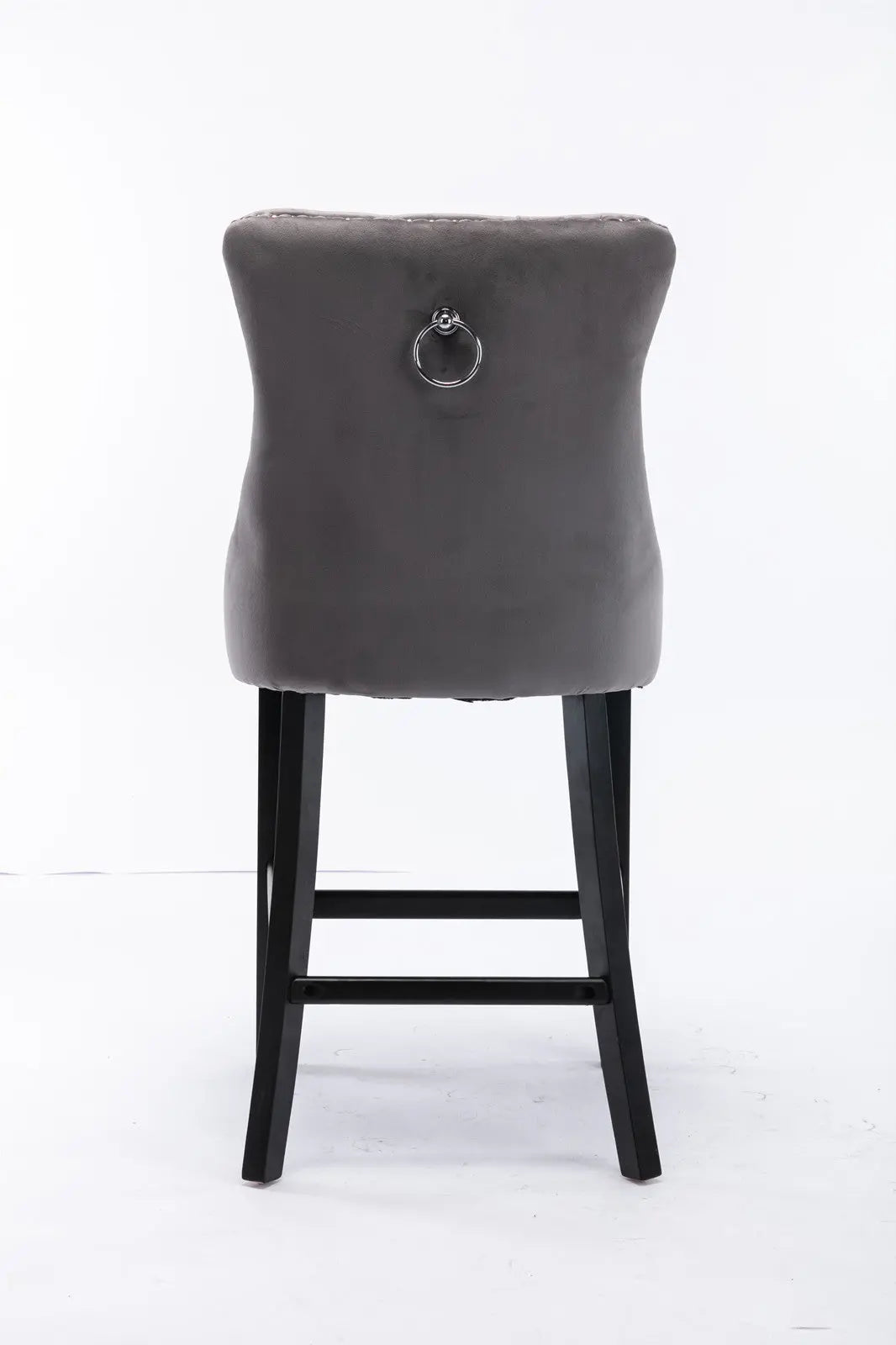 Bar Stools 4x Velvet Upholstered Tufted Dining Chairs Studs Trim Wooden Legs Kitchen