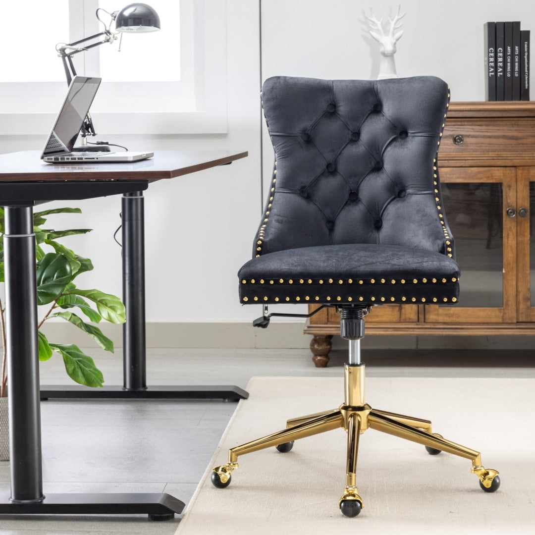 Home Office Chair Velvet Black