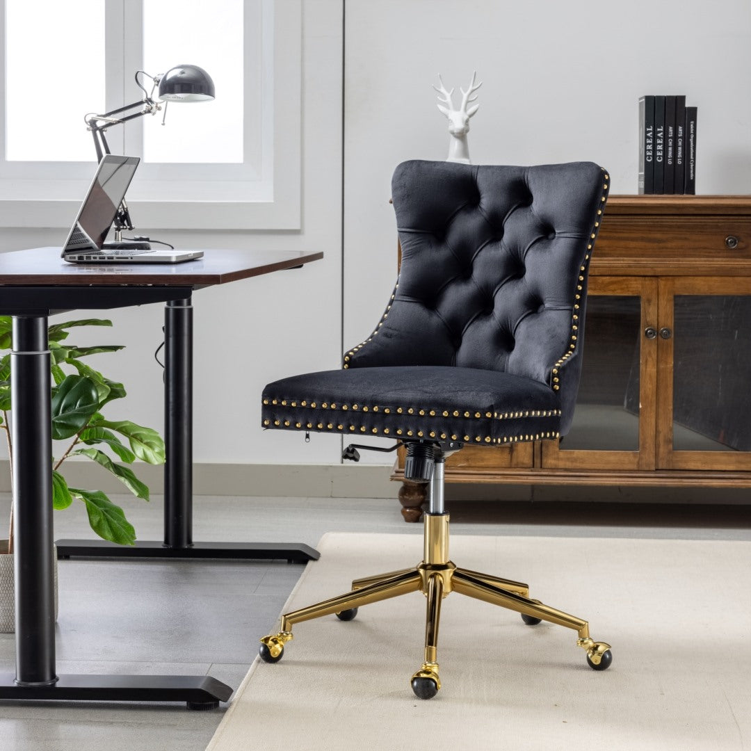 Home Office Chair Velvet Black