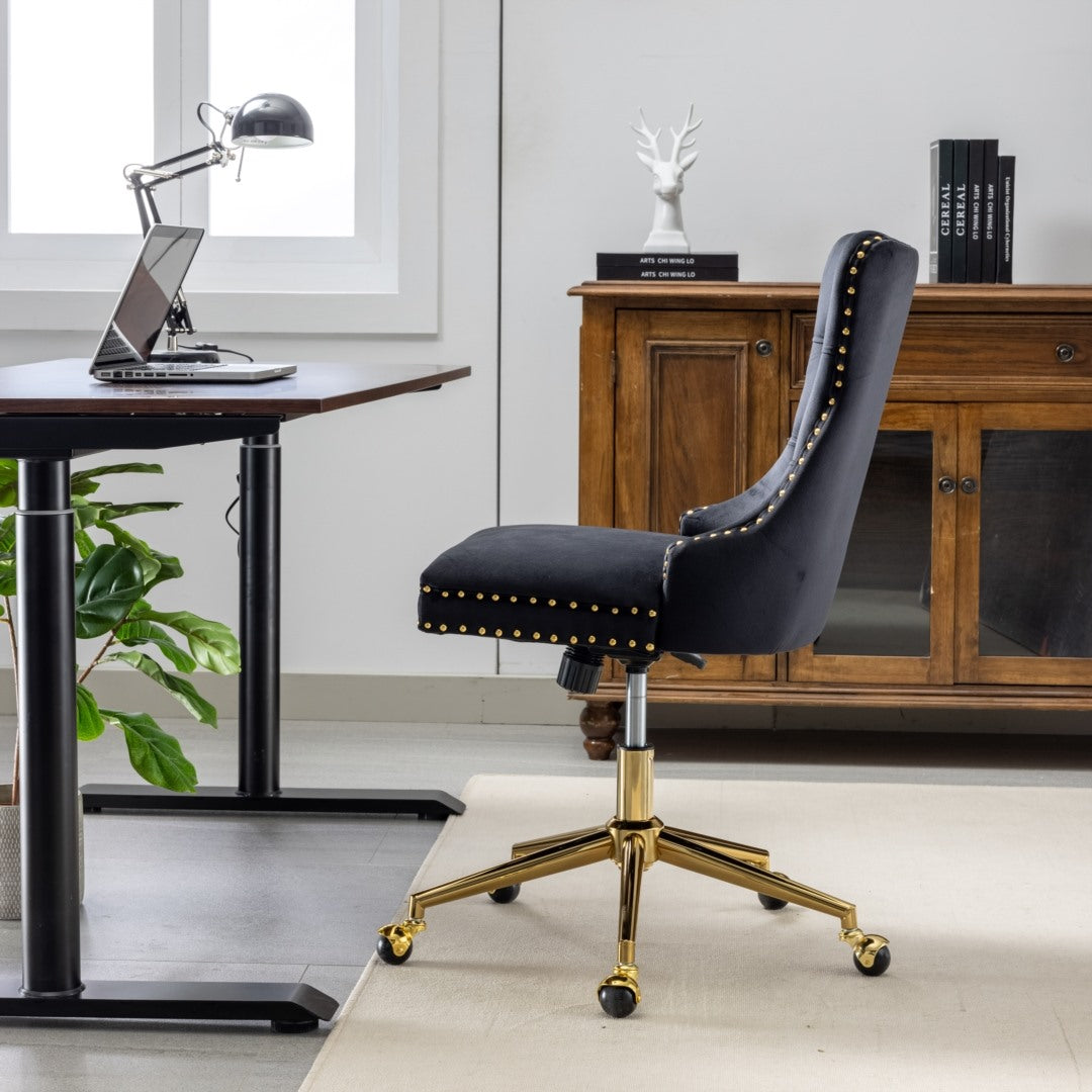 Home Office Chair Velvet Black