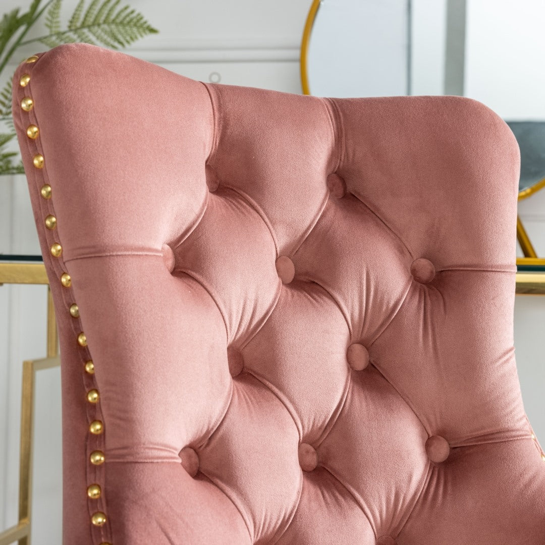 Velvet Home Office Chair- Pink