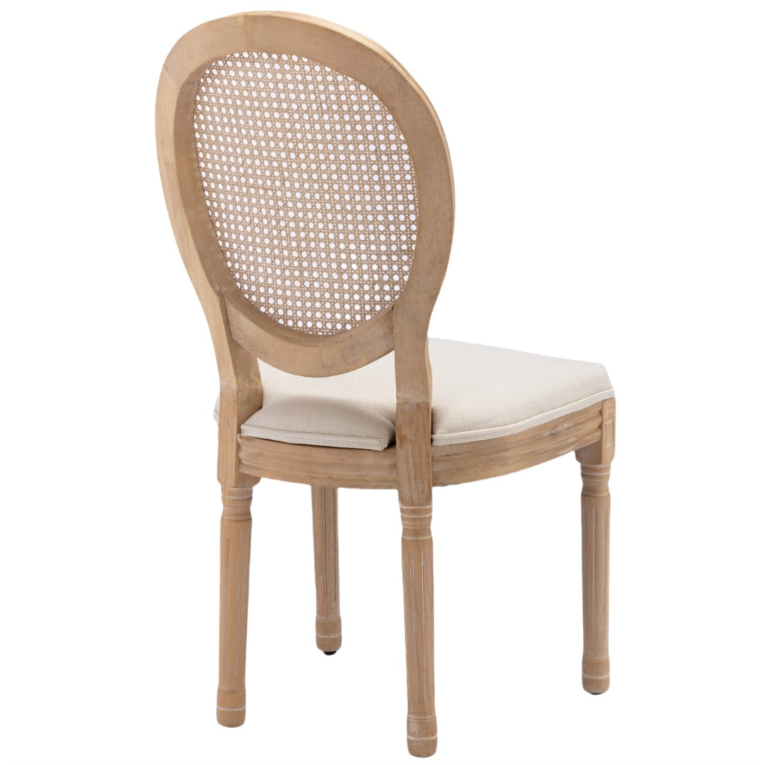 2x Rattan Dining Chairs with Solid Wood Legs- Beige