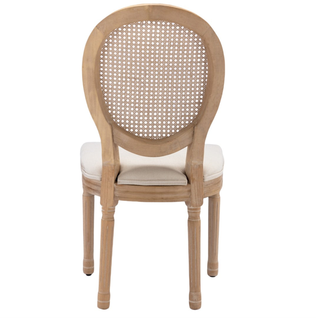 4x Rattan Dining Chairs with Solid Wood Legs- Beige