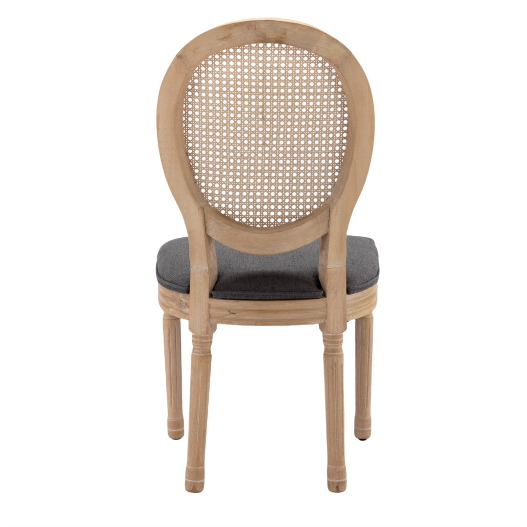 2x Rattan Dining Chairs with Solid Wood Legs- Grey